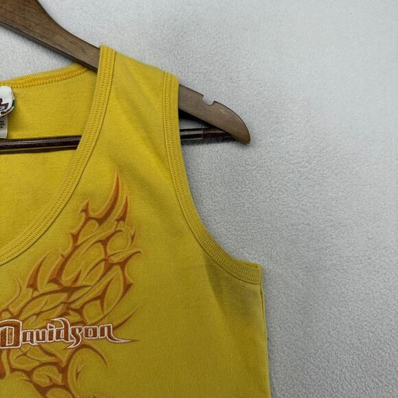 Vintage Harley Davidson Tank Women's XL Yellow Flames Graphic USA Made y2k Biker - Picture 4 of 10